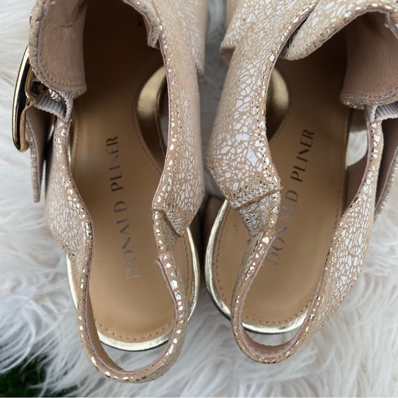 Donald Pliner Anette Metallic Slingback Buckle Block Heel 8 - Picture 4 of 11